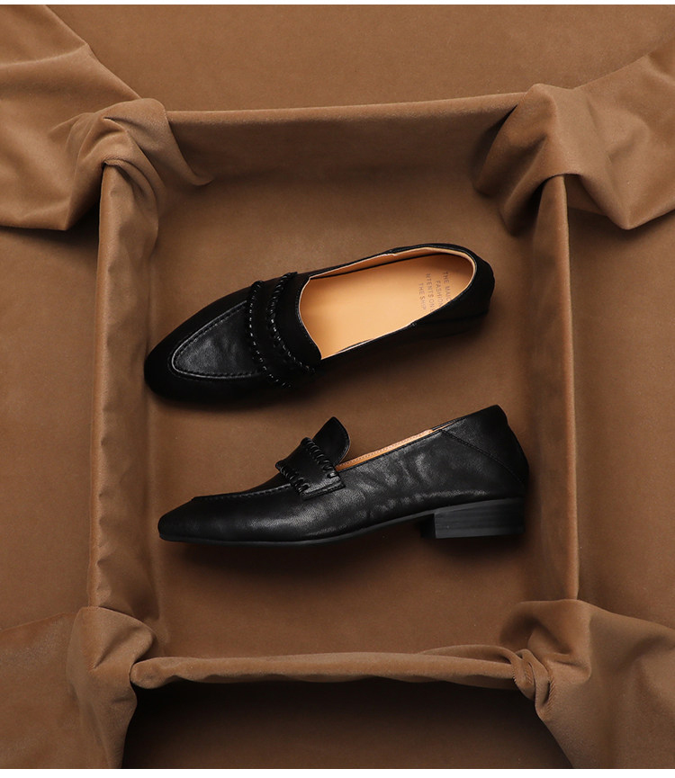 Peep Toe Heels - SHOEBOX Retro zachte loafers van schapenvacht,