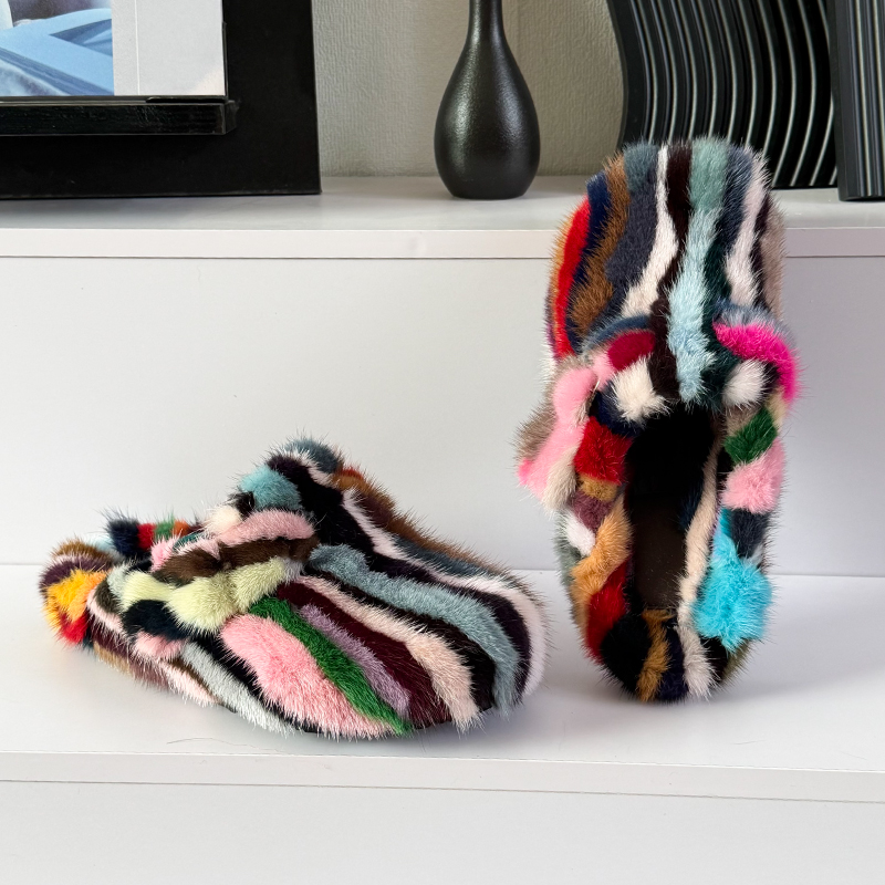 Women'S Shoes Clogs - Damesmuiltjes en klompen Nertsenbontpantoffels Winter Damespantoffels