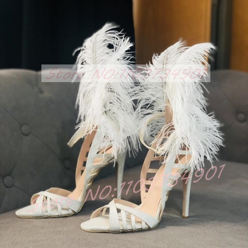 Women'S Shoes Trendy - Glam Feather Pailletten Stiletto Sandalen Vrouwen