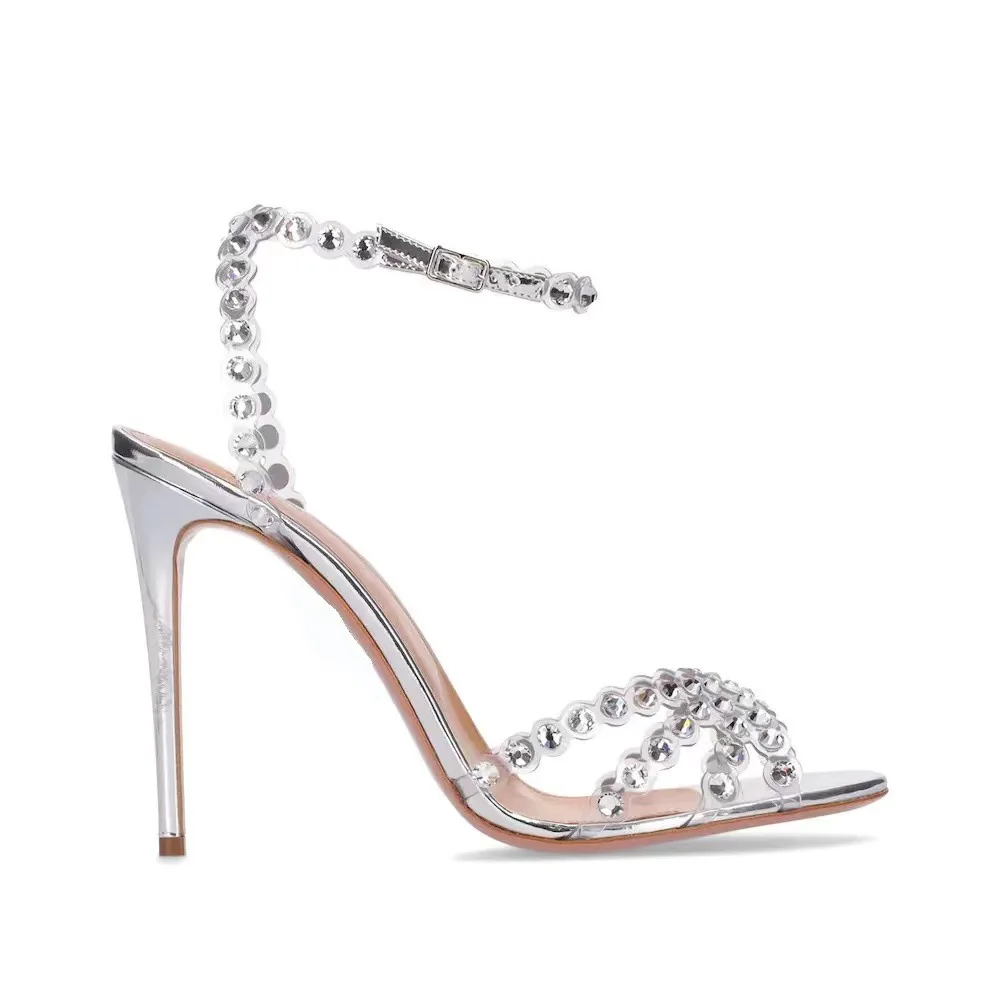 Peep Toe Heels - Sociale plus size zilveren hakken jelly