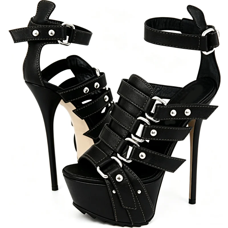 Plaftorm metalen klinknagelges - Peep Toe Heels recensie en prijs